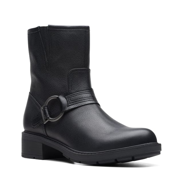 Clarks Clarks Women's Hearth Cross Black Leather Ankle Boots - 2