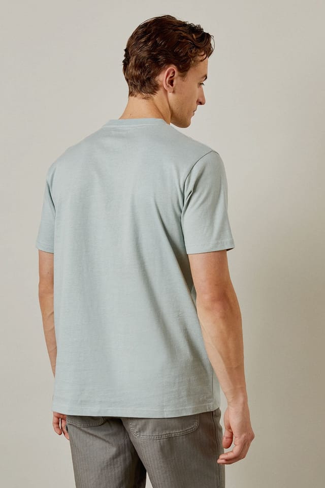 Burton Burton Men's Dusty Blue Plain Crew Neck T-shirt in Light Blue - 3
