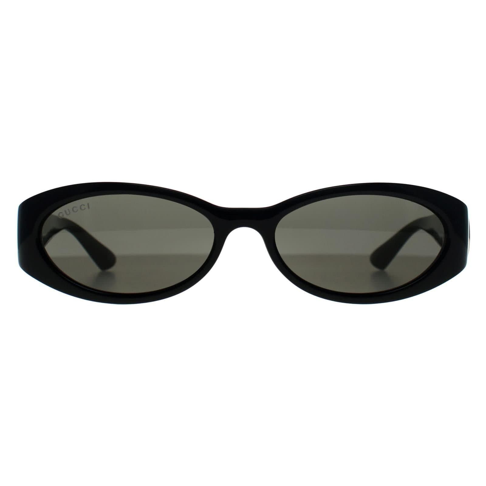 Gucci Gucci Women's Oval Shiny Black Gold Grey GG1660S
