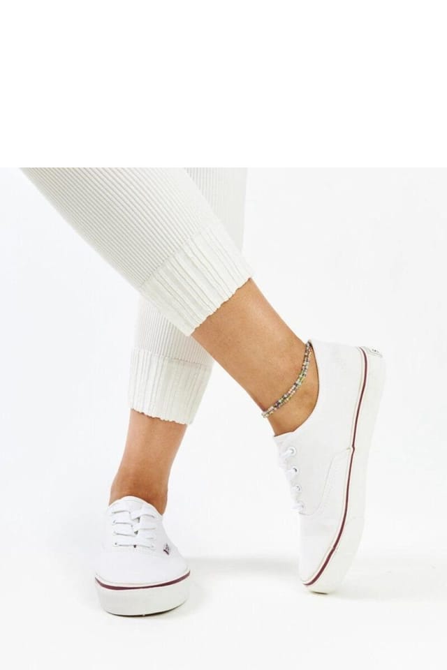 Love Lace Love Lace Women's Classic Lace Up Sneakers Erla Low Profile Rubber Sole Brown in White - 3