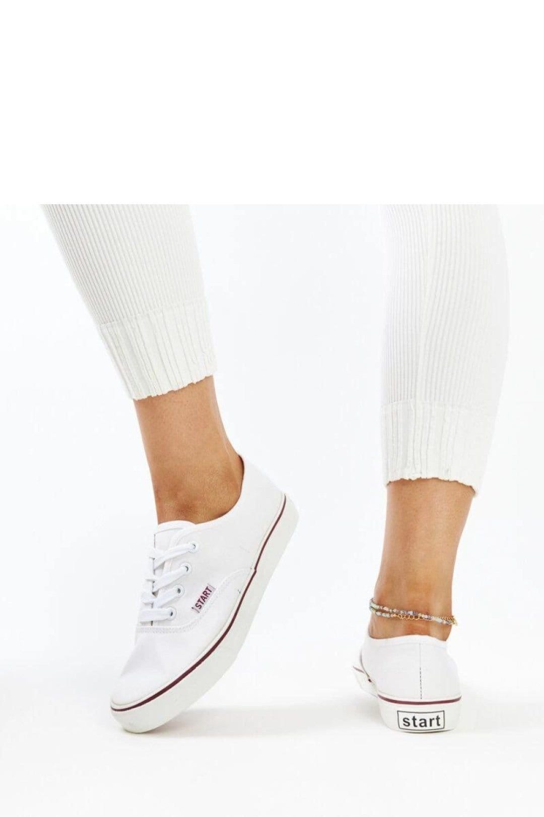 Love Lace Love Lace Women's Classic Lace Up Sneakers Erla Low Profile Rubber Sole Brown in White - 4
