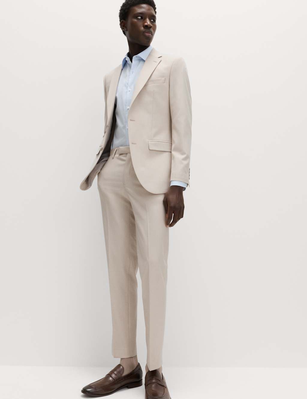 Marks & Spencer M&S Slim Fit Stretch Ultimate Suit Trousers Ecru - 4