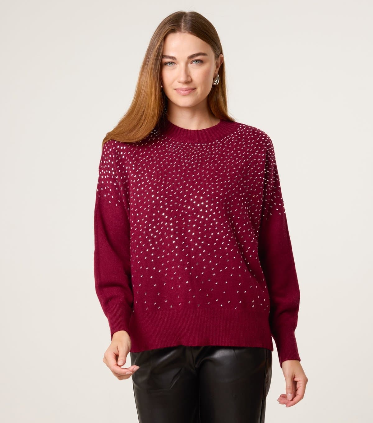 Blue Vanilla Women's Light Burgundy Diamanté Embellished Jumper Blue Vanilla New Look