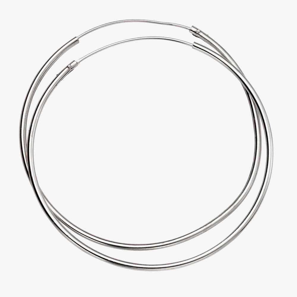 T.H.Baker T.H.Baker Women's Sterling Silver 50mm x 1.5mm Hoop Earrings H242