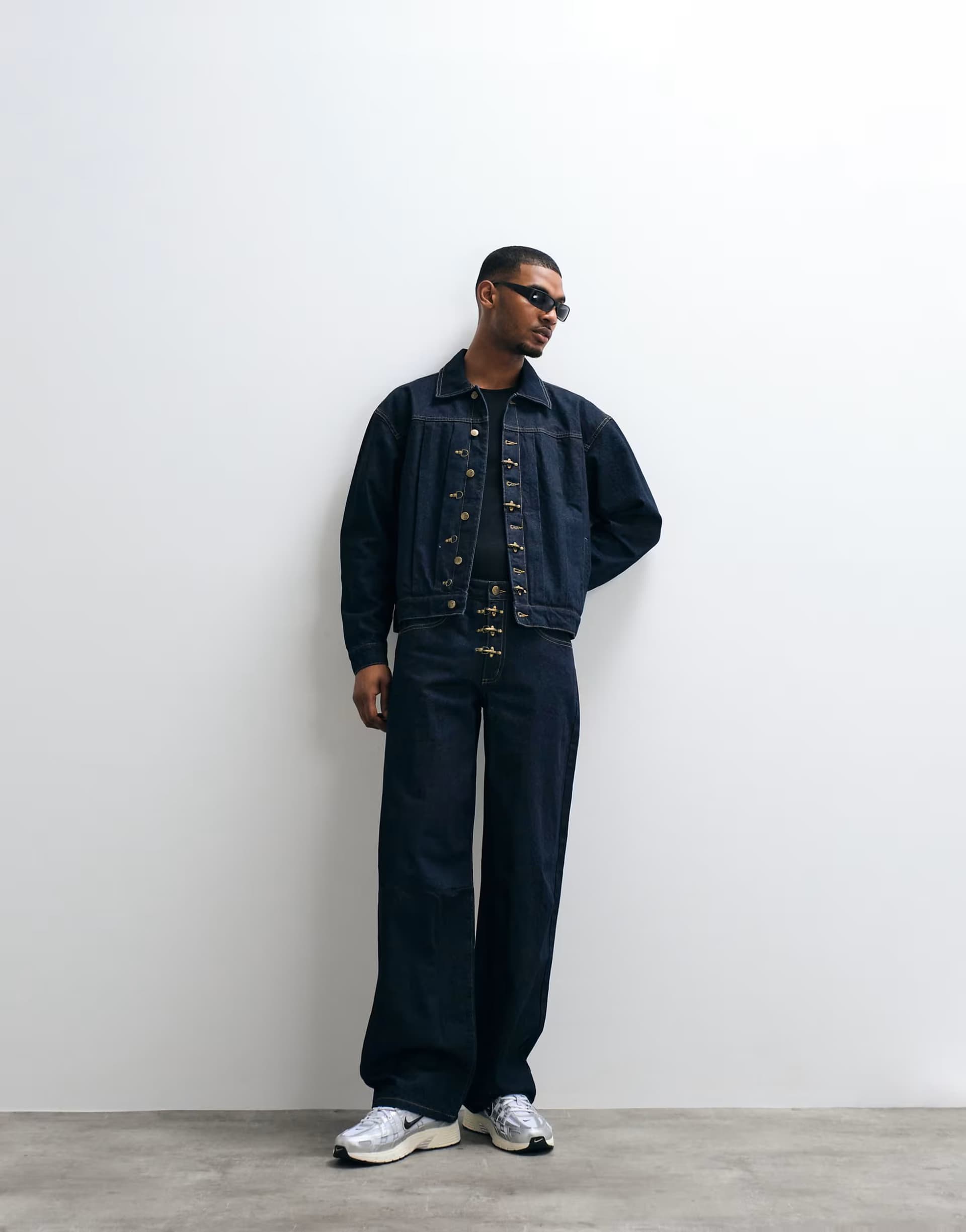 ASOS Liquor N Poker fireman clasp detail denim jacket co-ord in indigo