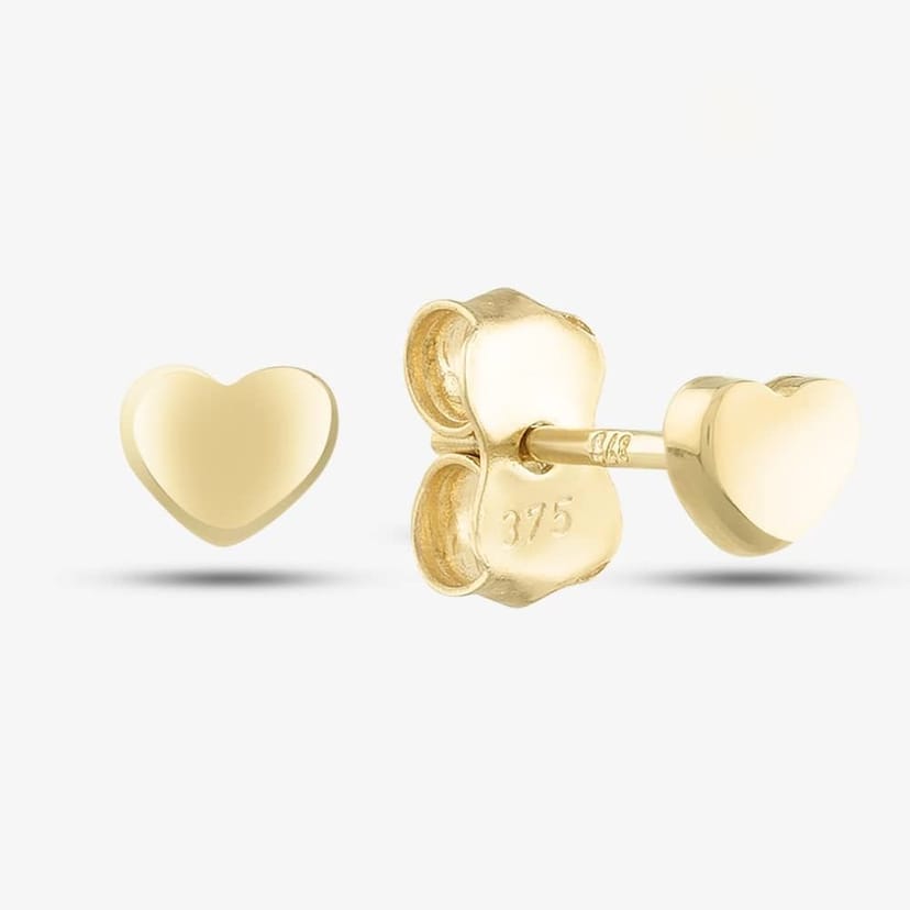 T.H.Baker T.H.Baker Women's 9ct Gold Heart Stud Earrings GE2179 - 1