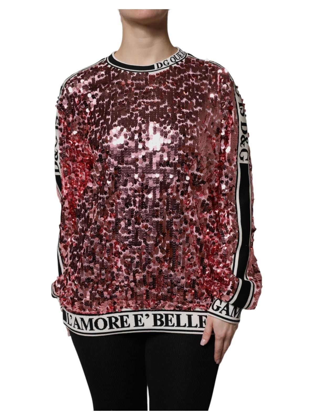 Dolce & Gabbana Dolce & Gabbana Women's Pink DG Queen Sequin Pullover Sweater