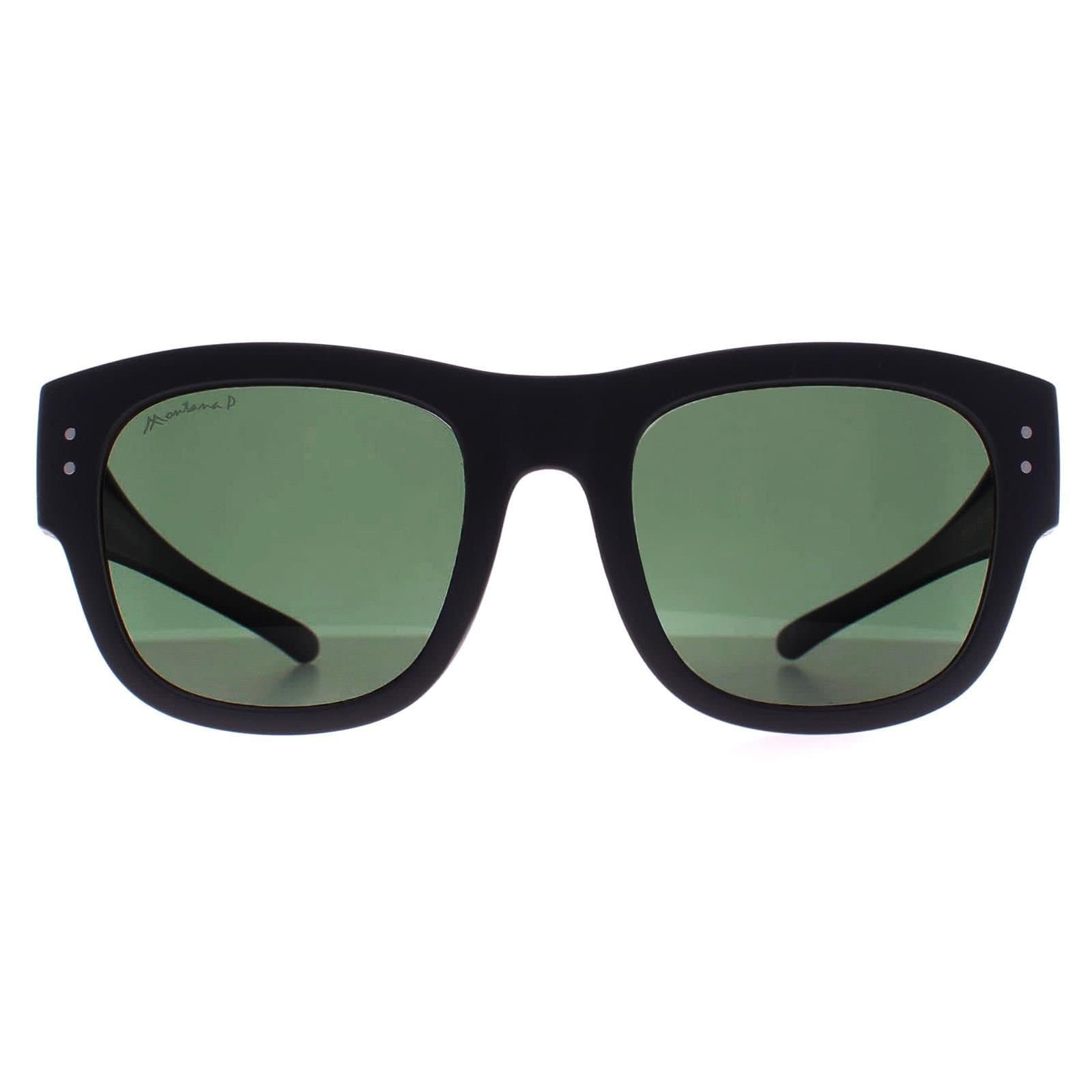 montana montana Men's Square Matte Grey G15 Polarized FO7 Fit Over Glasses Sunglasses in Black