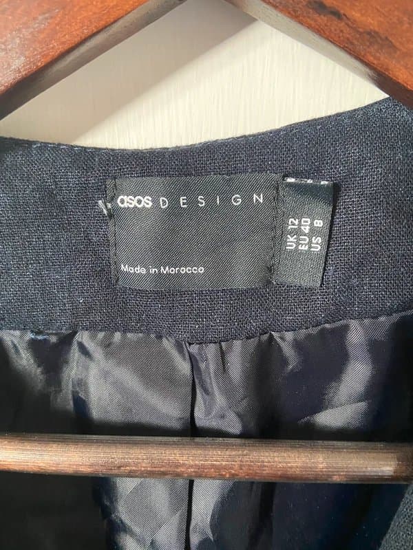 ASOS Design Linen Blend Navy Waist Coat