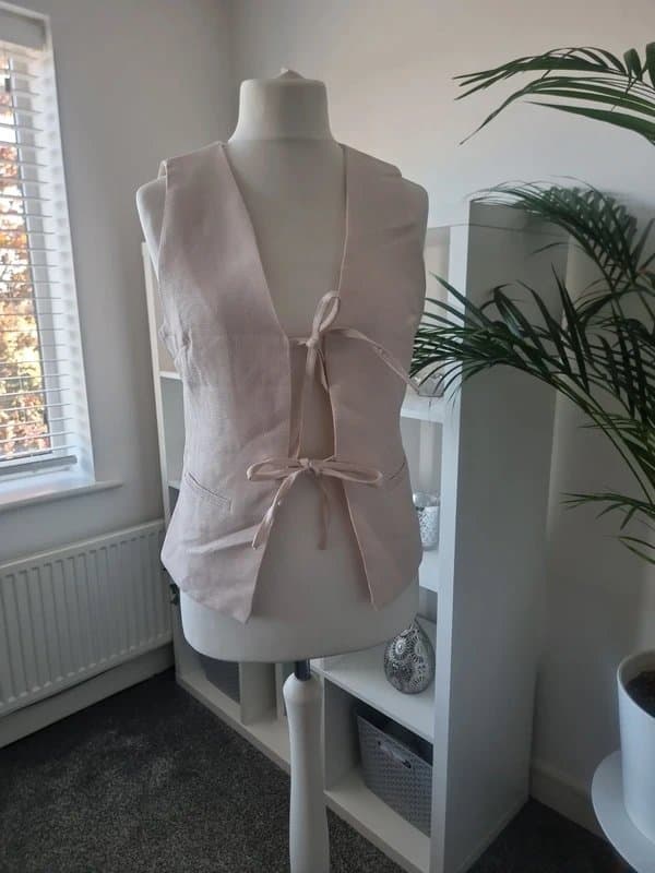 PrettyLittleThing Cream Tie Up Waistcoat - Size 12 - New with tags