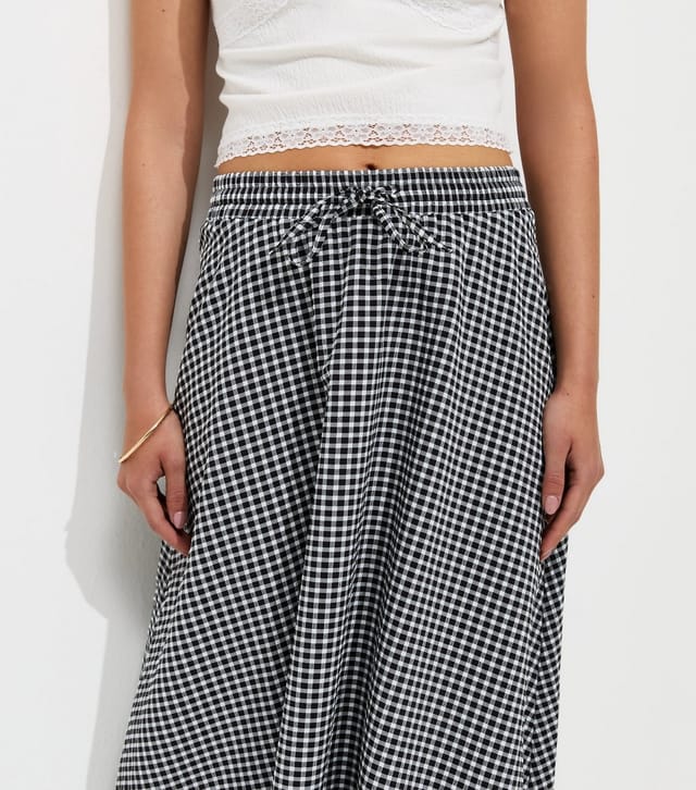 New Look Women's Black Gingham Print Circle Maxi Skirt New Look - 3