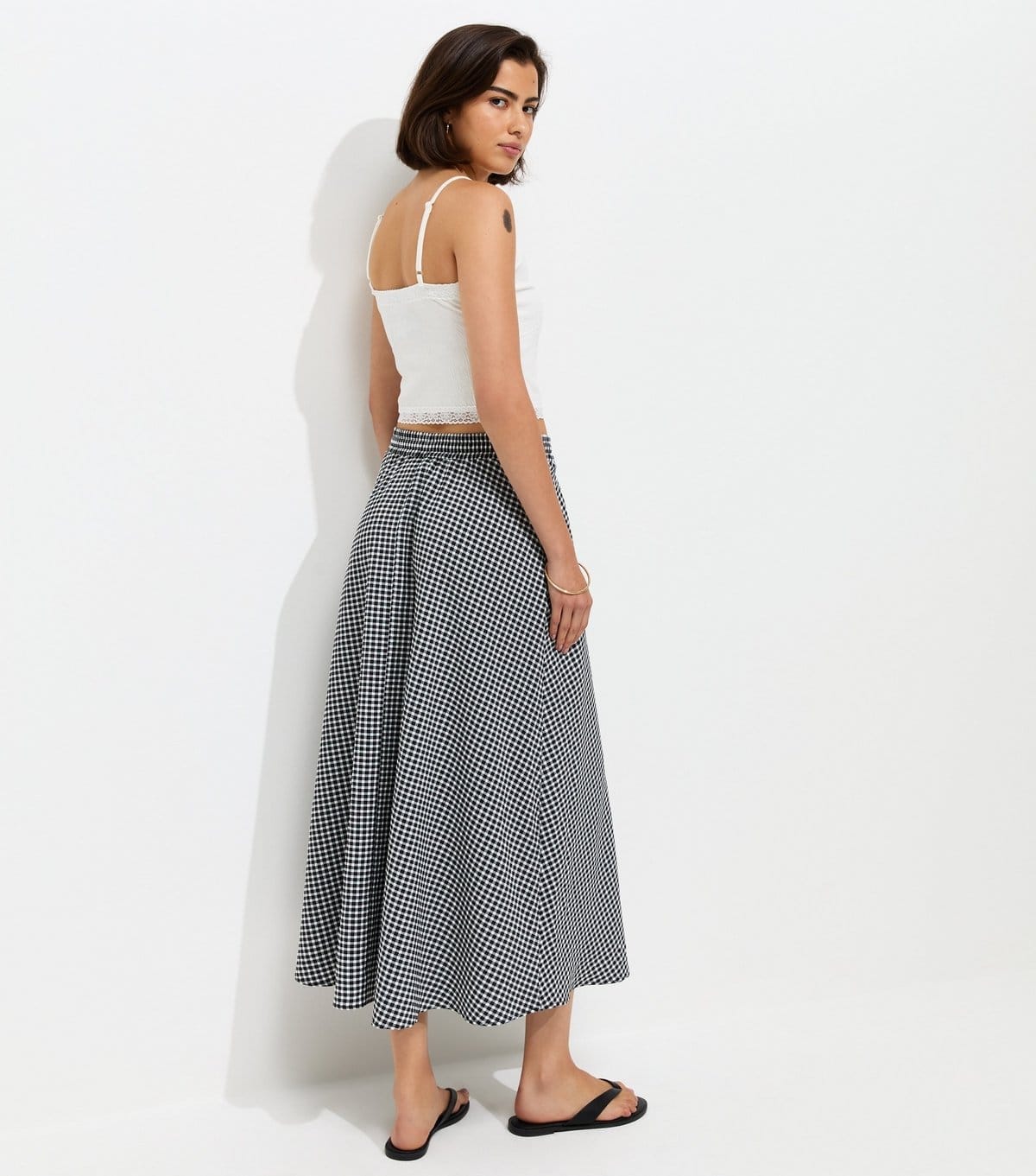 New Look Women's Black Gingham Print Circle Maxi Skirt New Look - 4