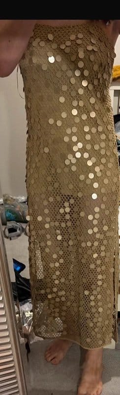New Look Gold Sequin Mesh Maxi Beach Dress