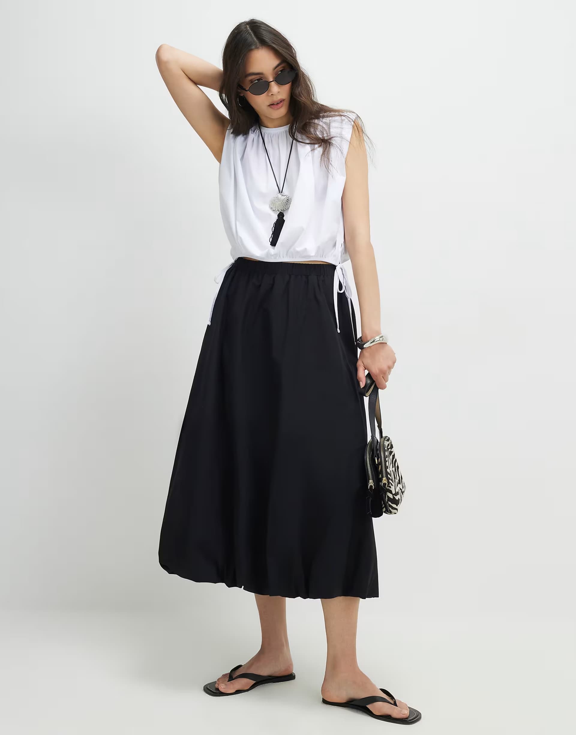 ASOS River Island Bubble hem midi skirt in black