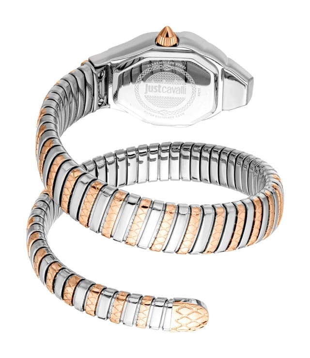 Just Cavalli Just Cavalli Women's Snake Rose Gold Color White MOP Dial Two Tone Stainless Steel Watch - 2