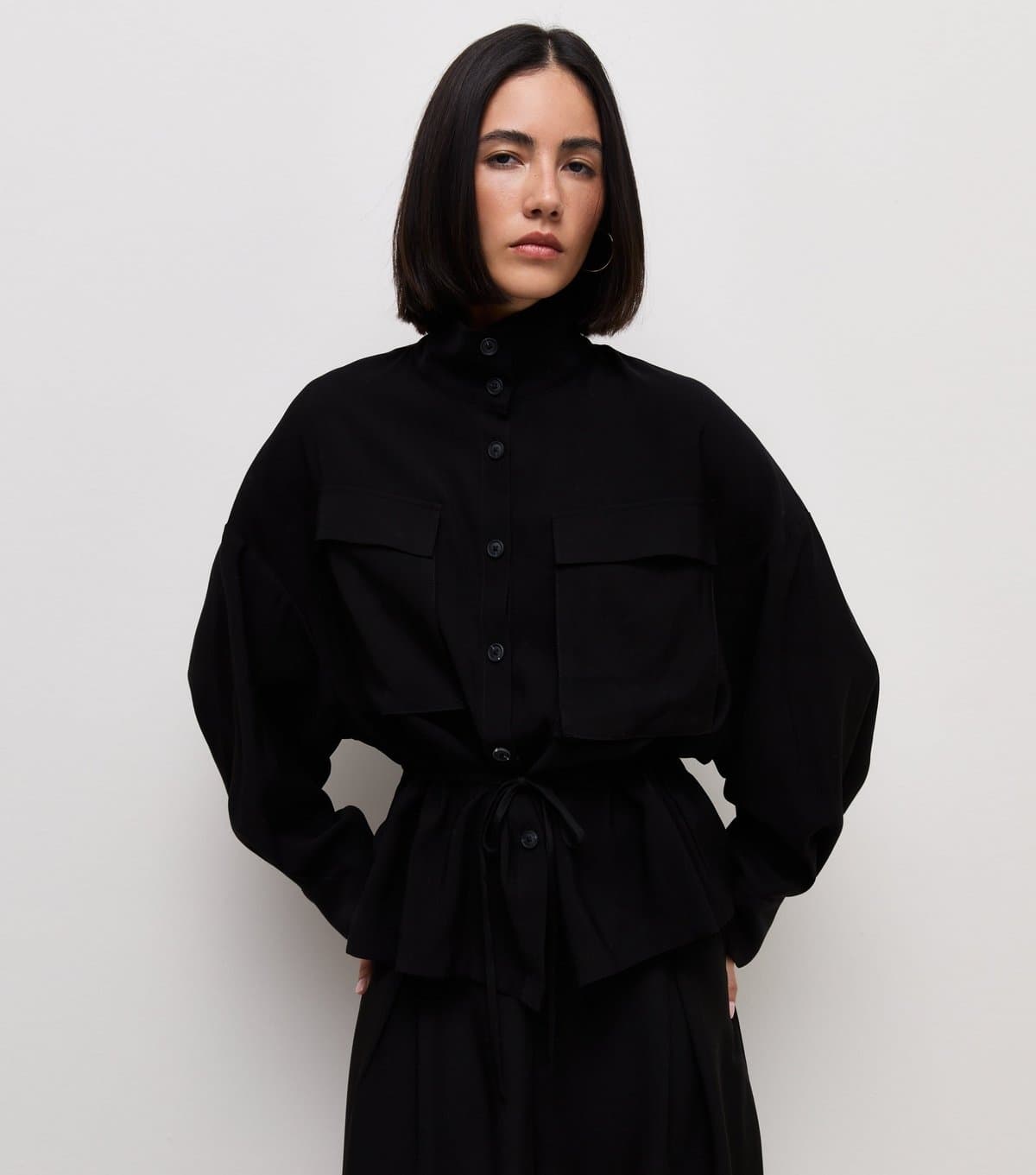 New Look Women's Black Long Sleeve Funnel Neck Shacket New Look
