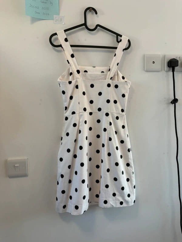 Mango White & Black Polka Dot Mini Dress