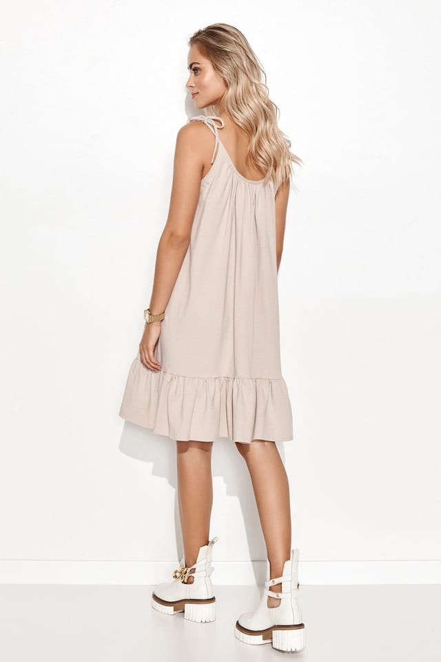 Love Lace Love Lace Women's Summer Sweatshirt Knit Tie Strap Dress in Beige - 3