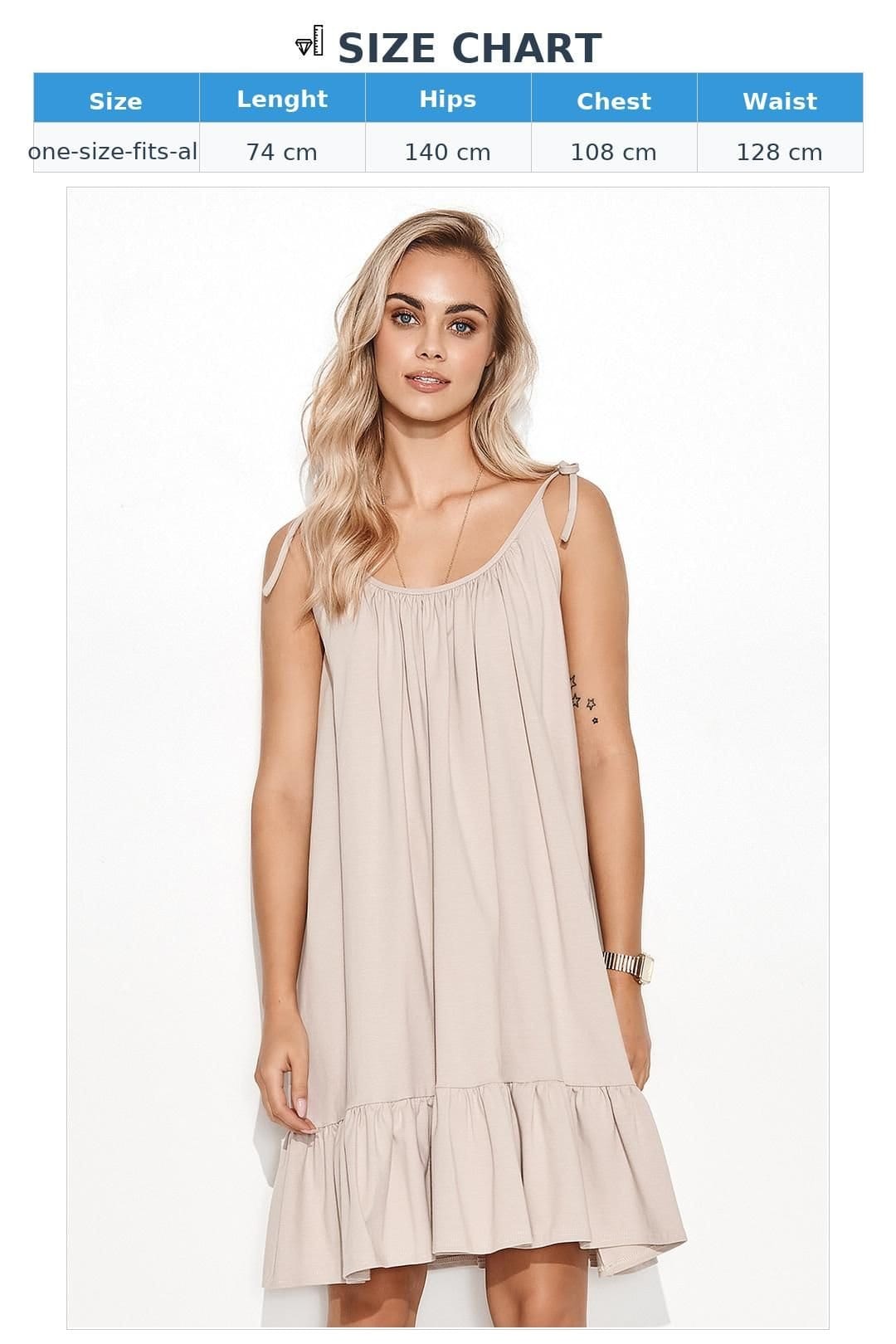 Love Lace Love Lace Women's Summer Sweatshirt Knit Tie Strap Dress in Beige - 4