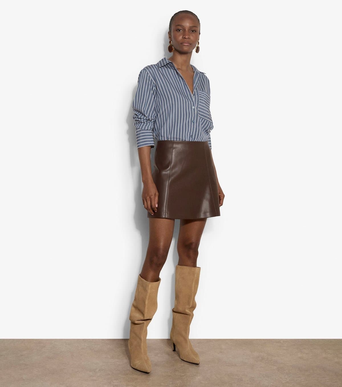 Apricot Women's Dark Brown Faux Leather Mini Skirt Apricot New Look