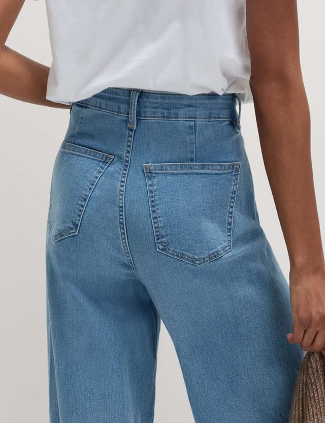 Marks & Spencer M&S High Waisted Wide Leg Ankle Grazer Jeans Light Indigo - 2