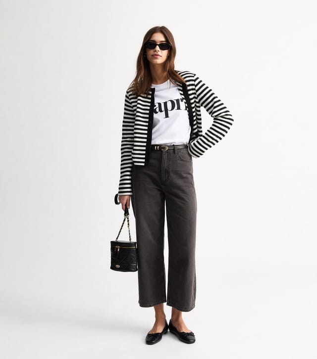 New Look Women's Washed Black Adalae Wide Leg Cropped Jeans New Look - 3