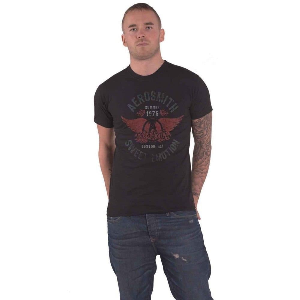 aerosmith Aerosmith Men's Sweet Emotion Cotton T-Shirt in Black