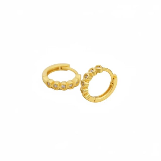 Angel Barocco Angel Barocco Women's Heart Diamond Huggie Hoop Earrings - gold - 2