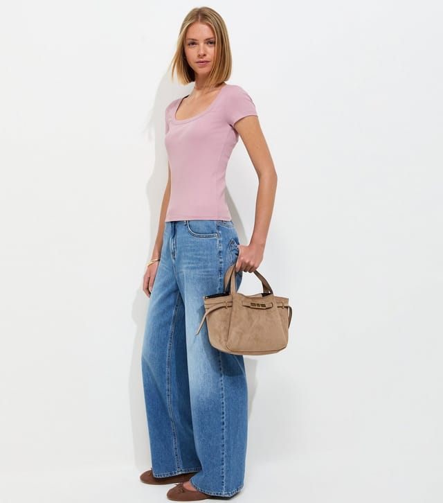 New Look Women's Pink Cotton Rich Square Neck T-Shirt New Look - 3