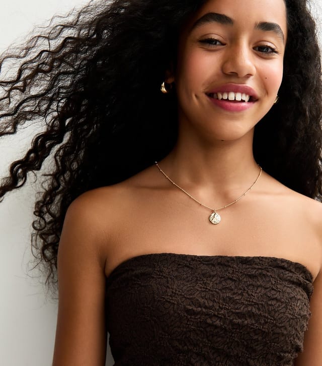 New Look Girls' Dark Brown Jersey Lace Asymmetric Bandeau Top New Look - 2