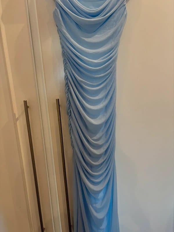ASOS Baby Blue Ruched Cowl Neck Maxi Dress