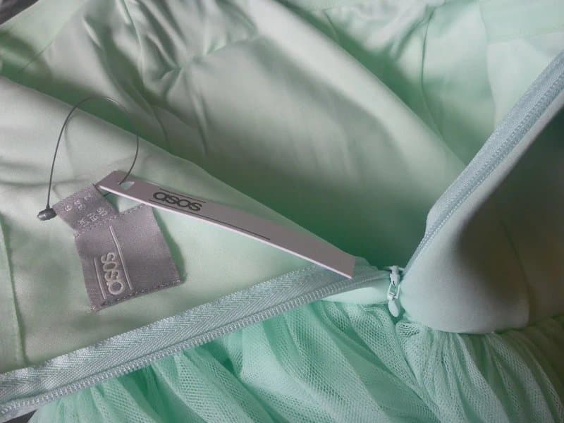 ASOS Asos Scuba Premium Scuba Bow Front Tulle Midi Dress Mint Green Formal Women Size UK 6