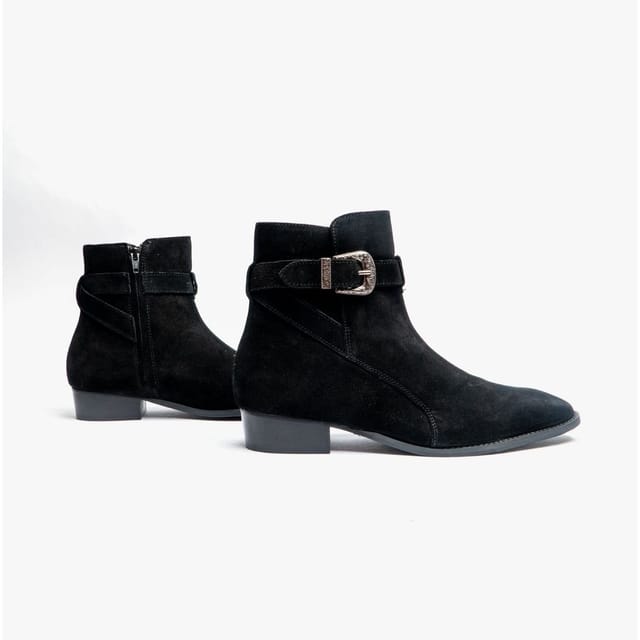 Club Cubano Club Cubano Men's Ricardo Buckle Cuban Heel Ankle Boots in Black - 3