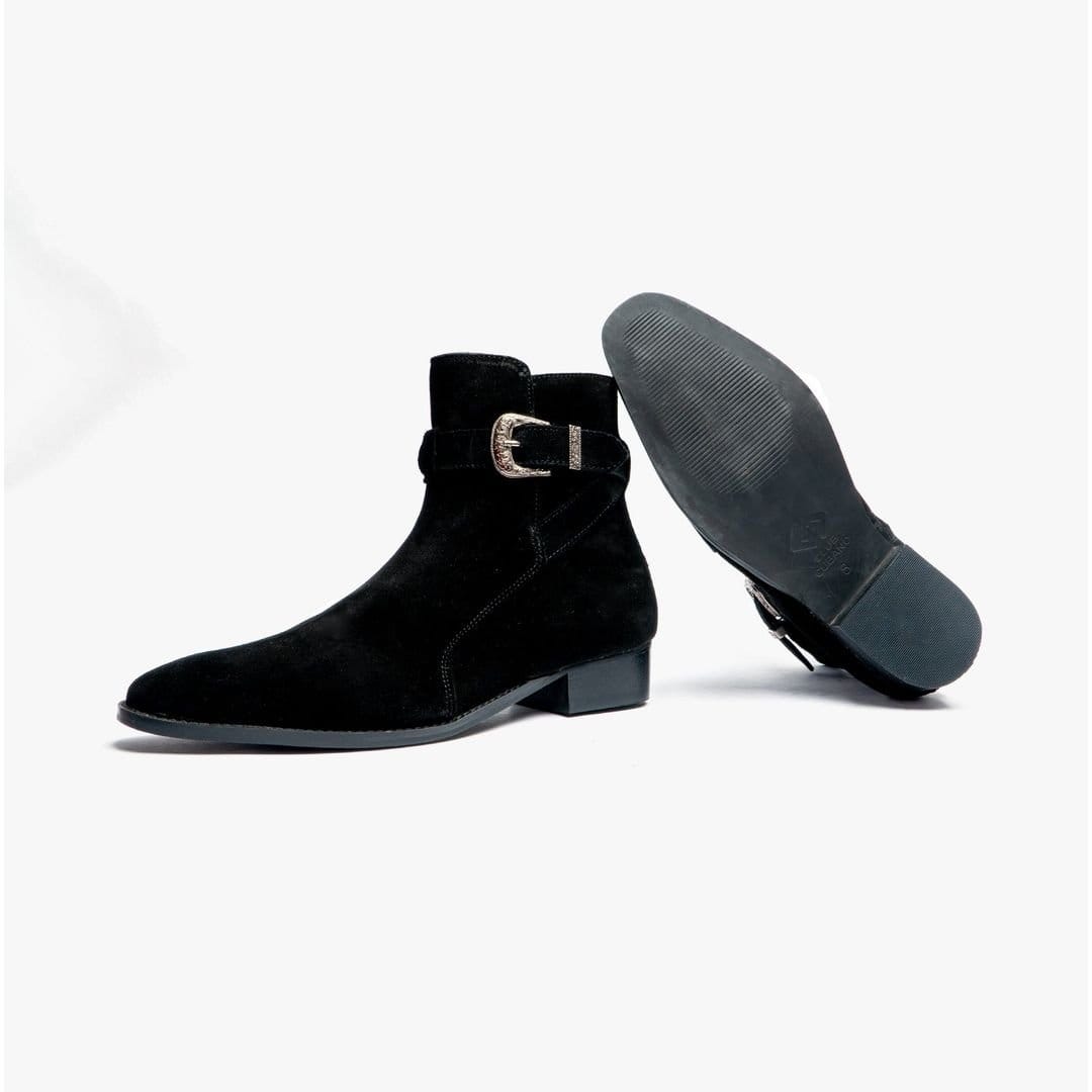 Club Cubano Club Cubano Men's Ricardo Buckle Cuban Heel Ankle Boots in Black - 4