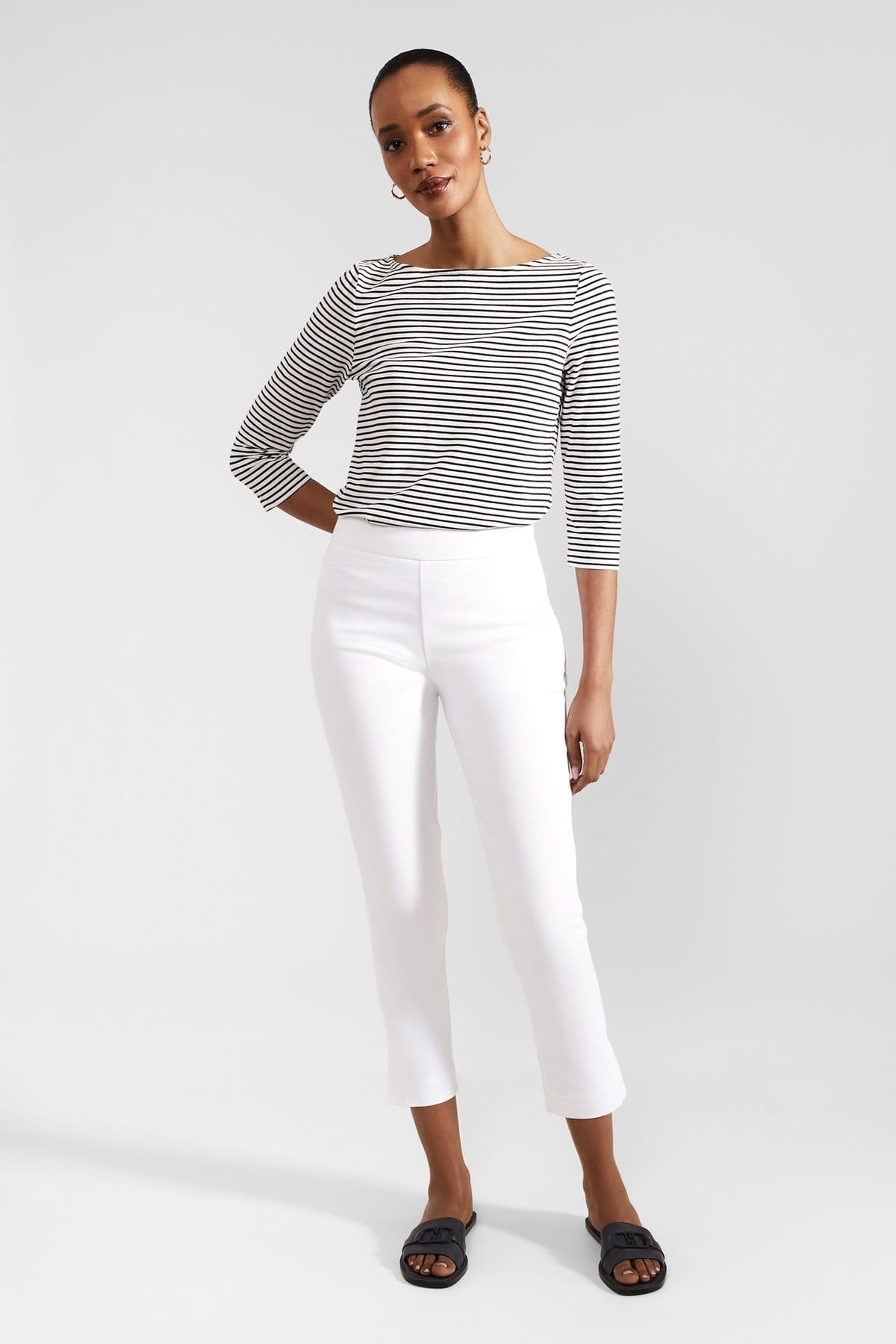 Hobbs London White Stretch Cropped Trousers