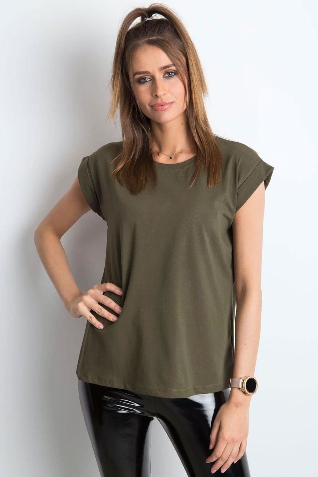 Love Lace Love Lace Dark Olive Straight Cut Short Sleeve T-Shirt