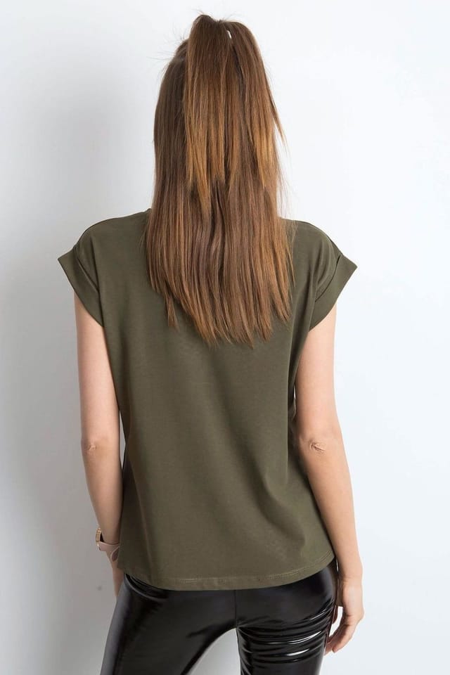 Love Lace Love Lace Women's Straight Cut Short Sleeve T-Shirt Style 168476 in Dark Olive - 3