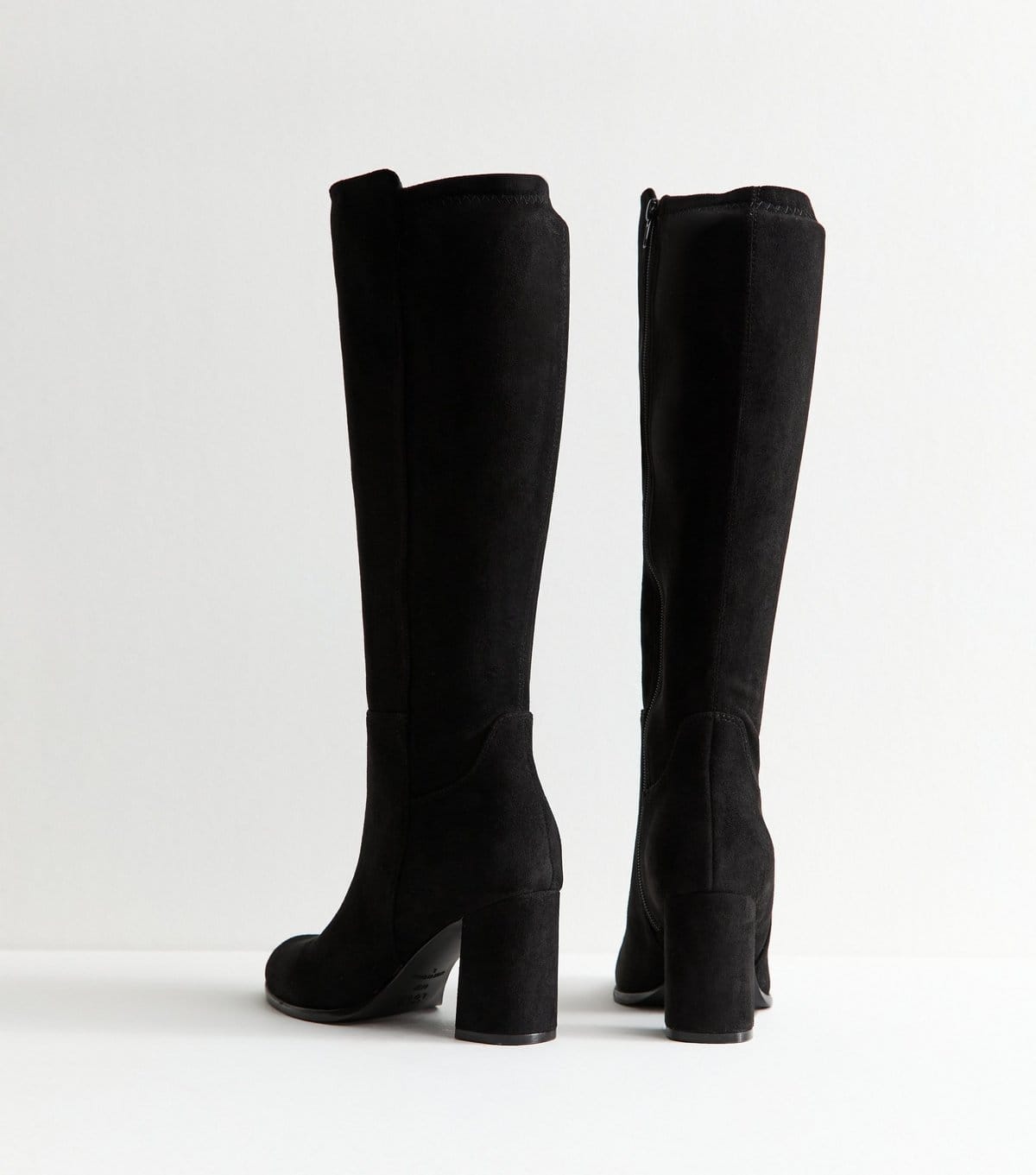 New Look Women's Wide Fit Black Faux Suede Knee High Boots Vegan New Look - 4