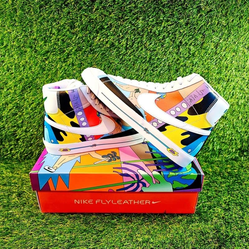 Nike Nike Ruohan Wang x Blazer '77 QS Flyleather Mid Multicolor 🌟 Size 8.5 UK - White