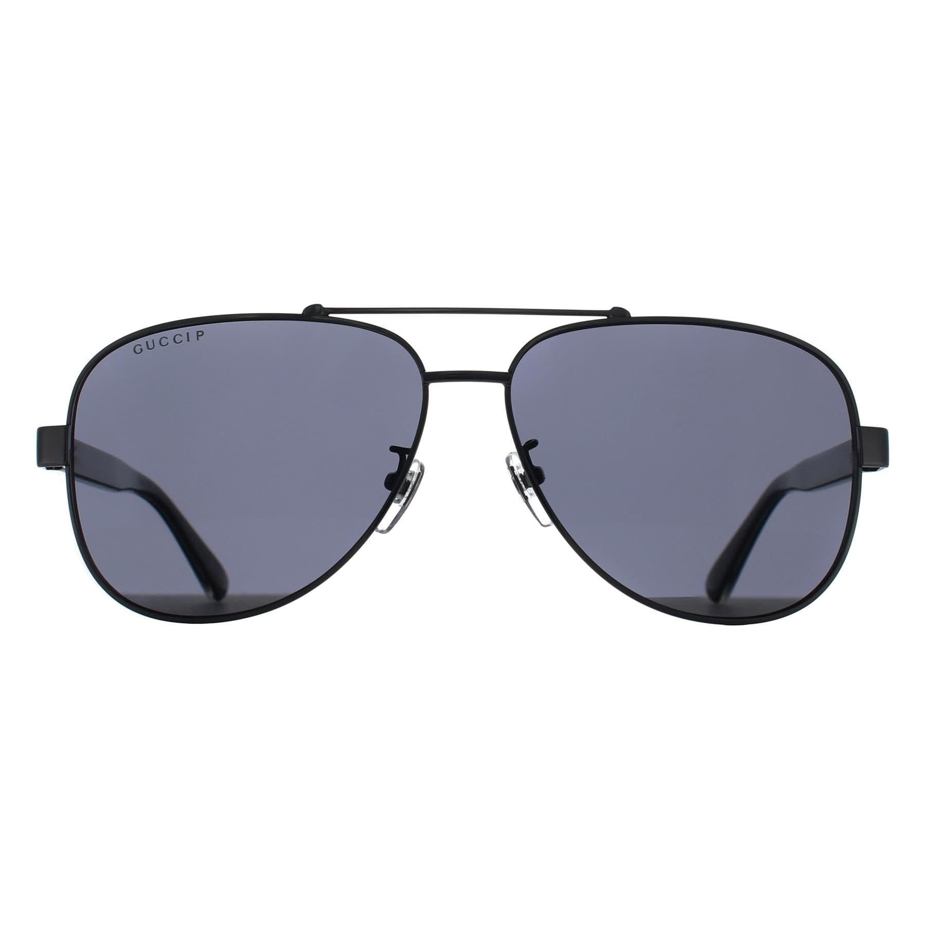 Gucci Gucci Men's Aviator Shiny Ruthenium Grey Mirror Polarized GG0528S
