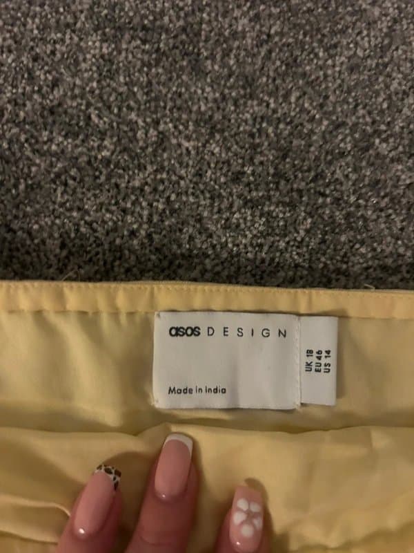 ASOS Design Butter yellow leaf/ sequin embellished skirt