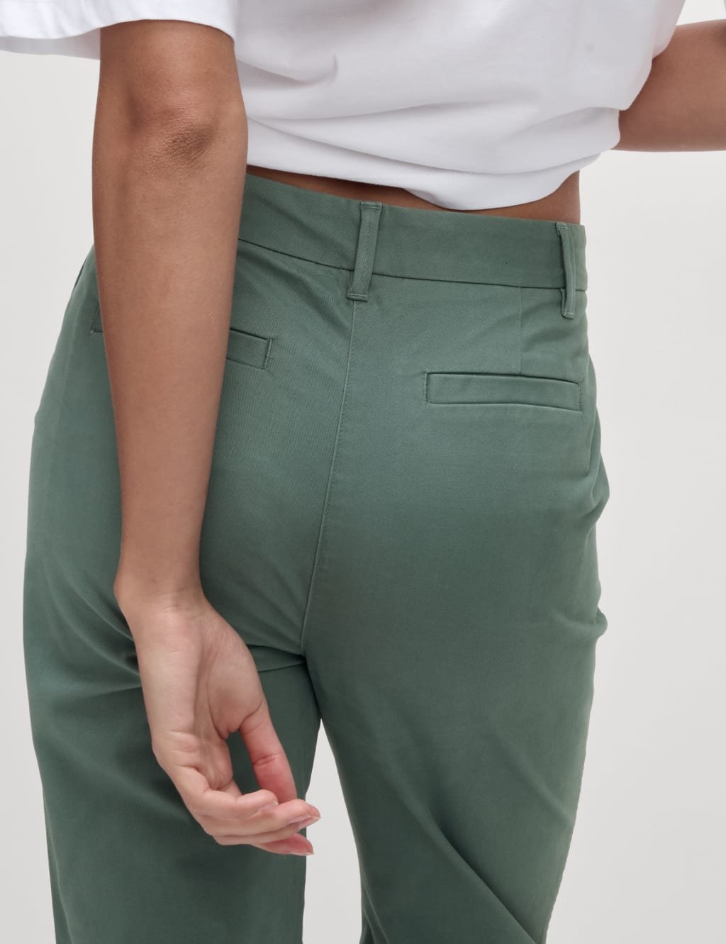 Marks & Spencer M&S Cotton Rich Straight Leg Chinos Dark Sage - 2