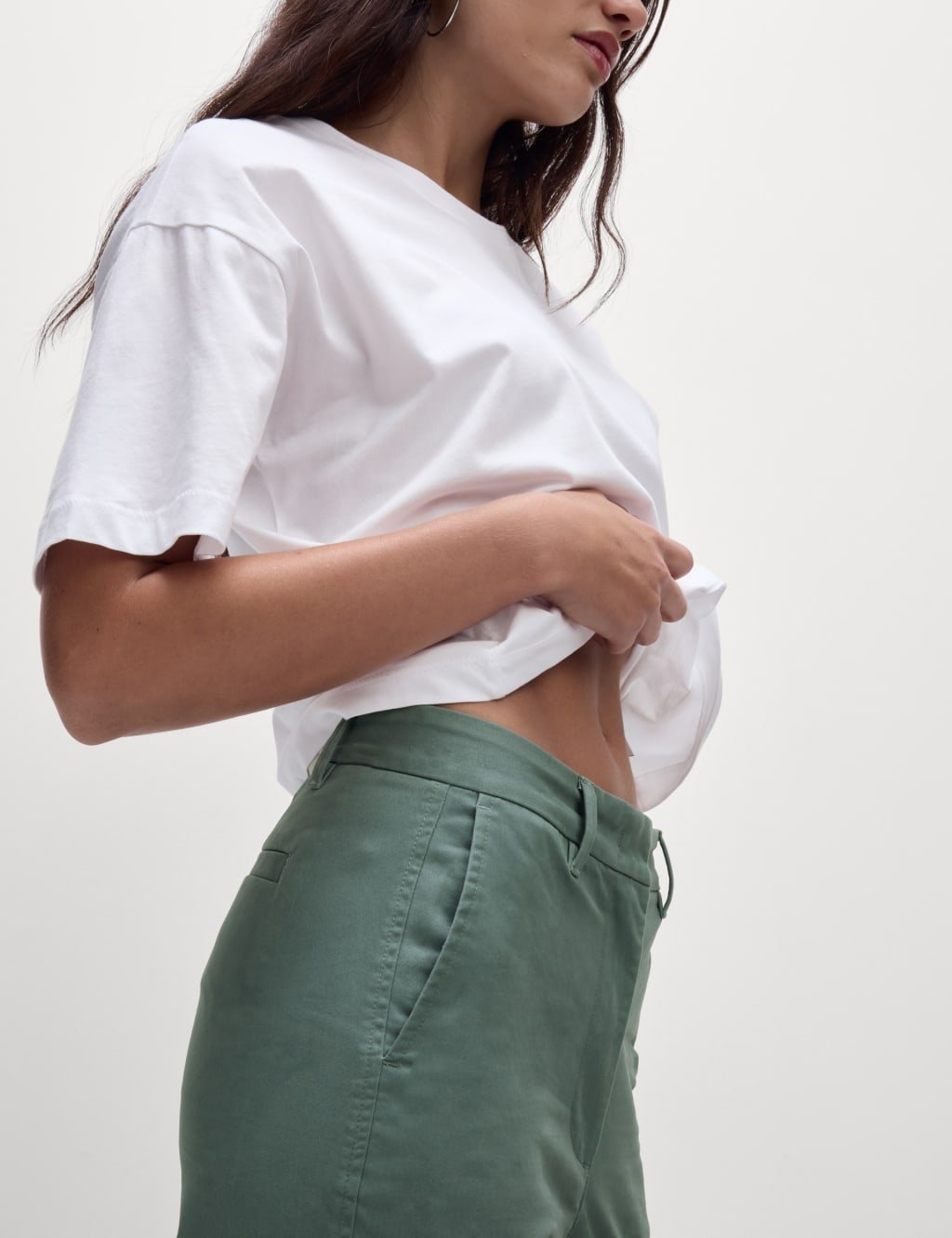 Marks & Spencer M&S Cotton Rich Straight Leg Chinos Dark Sage - 4