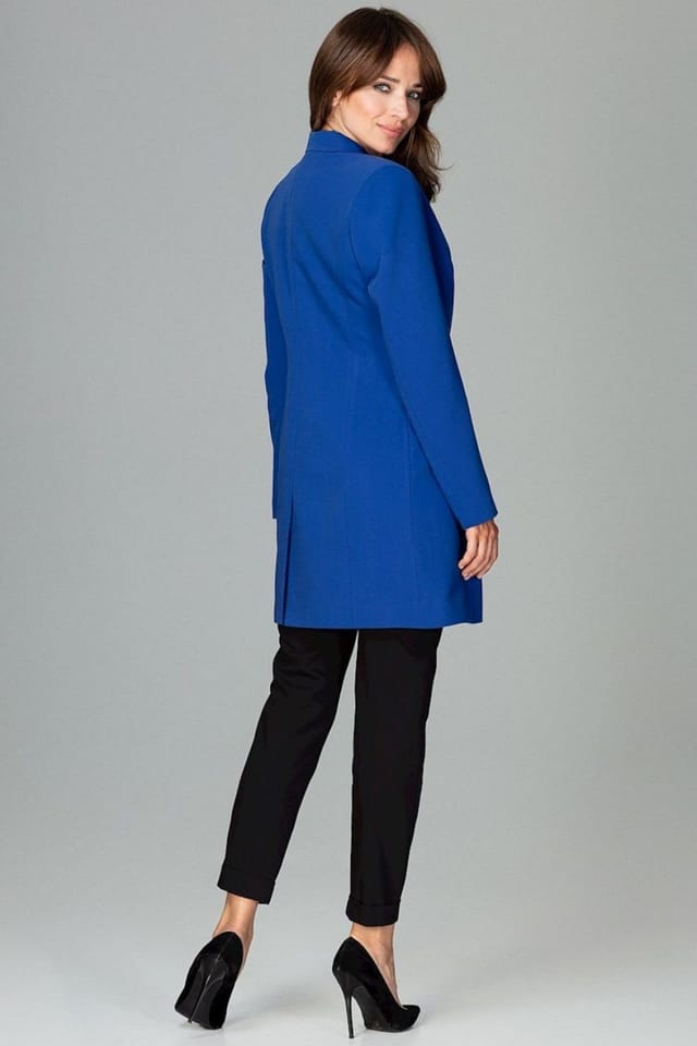 Love Lace Love Lace Women's Color Button Long Sleeve Lined Jacket in Blue - 3