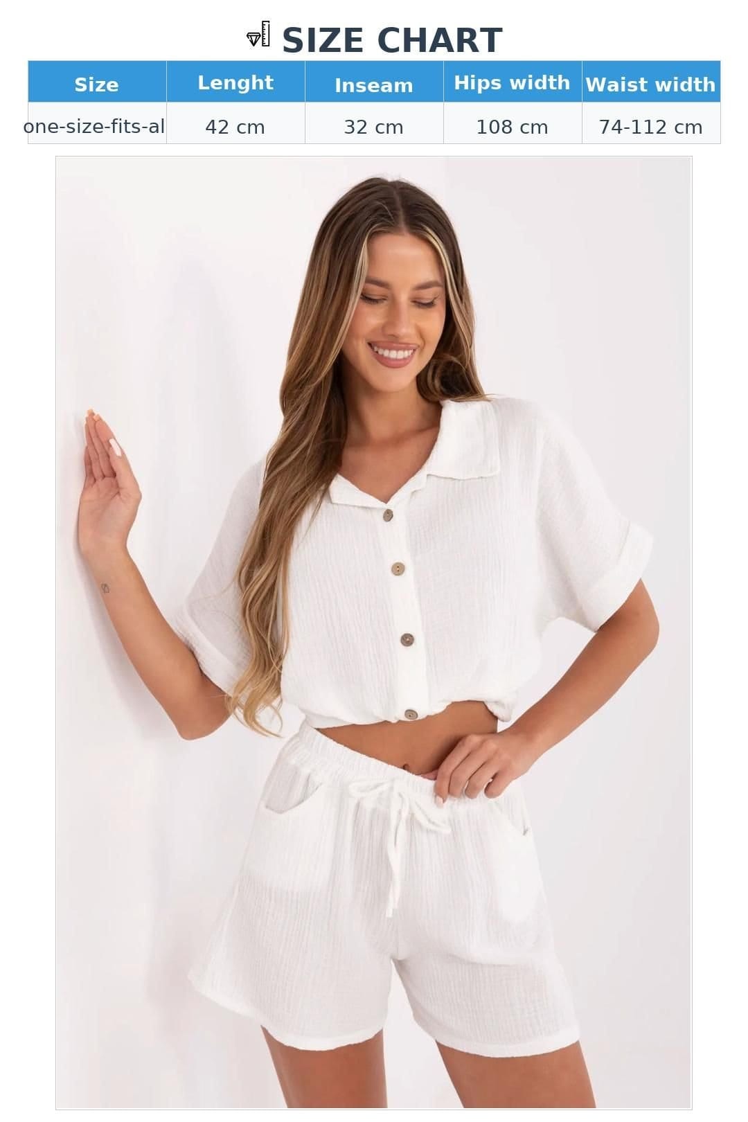 Love Lace Love Lace Women's Cotton Muslin High Waist Tie Wide Leg Shorts in White - 4