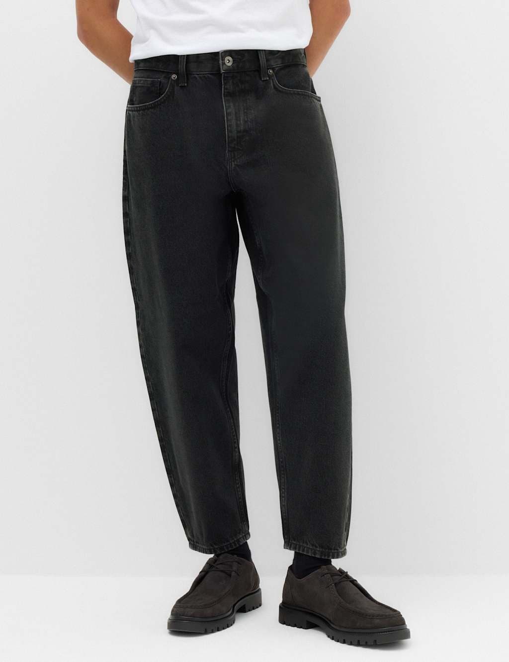 Marks & Spencer M&S Authentic Barrel Fit Rigid Jeans Black Denim