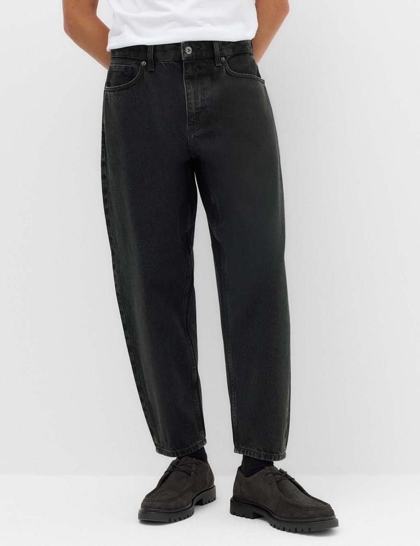 Marks & Spencer M&S Authentic Barrel Fit Rigid Jeans Black Denim - 1