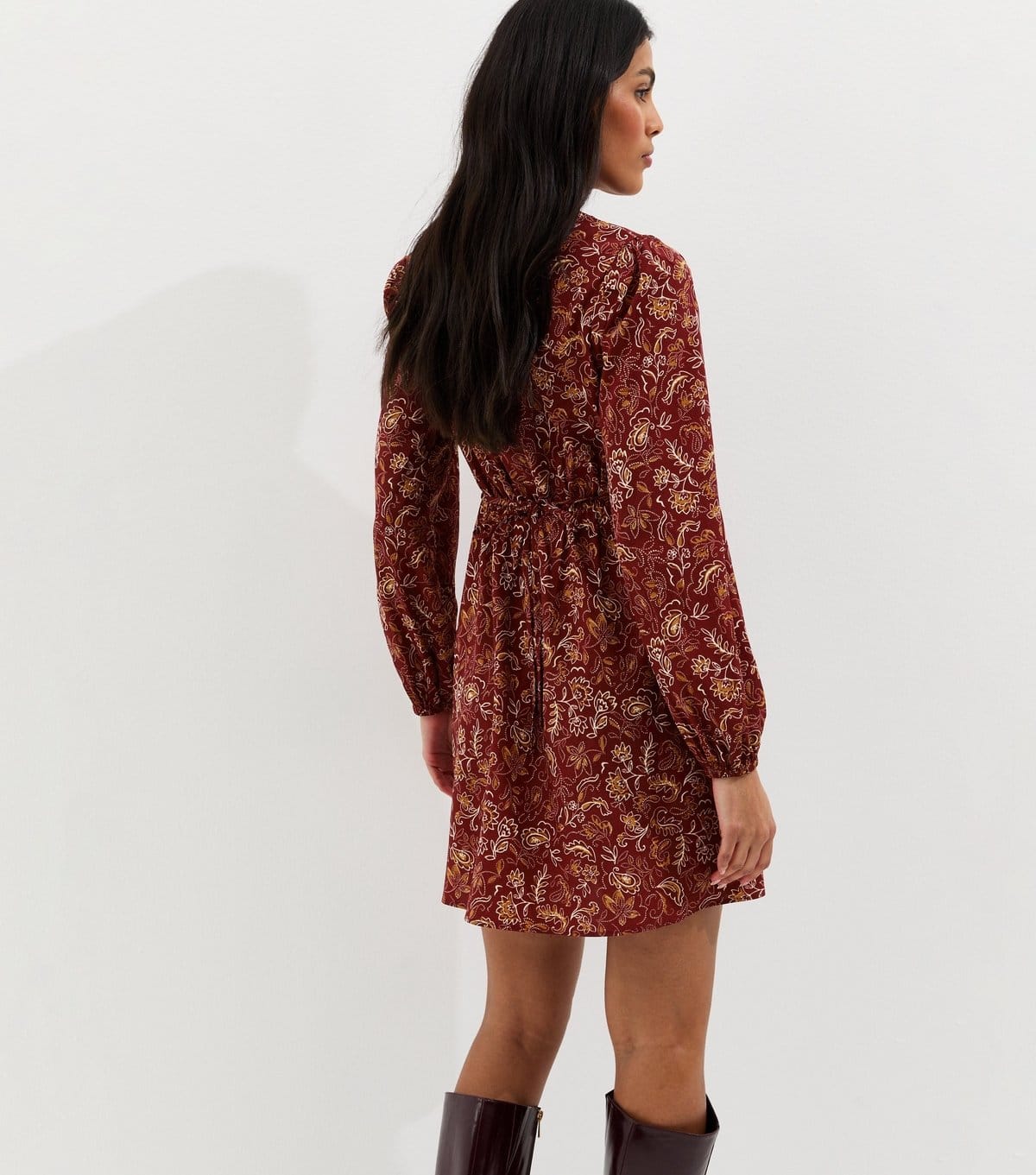 New Look Women's Red Paisley Print Long Sleeve Mini Dress New Look - 4