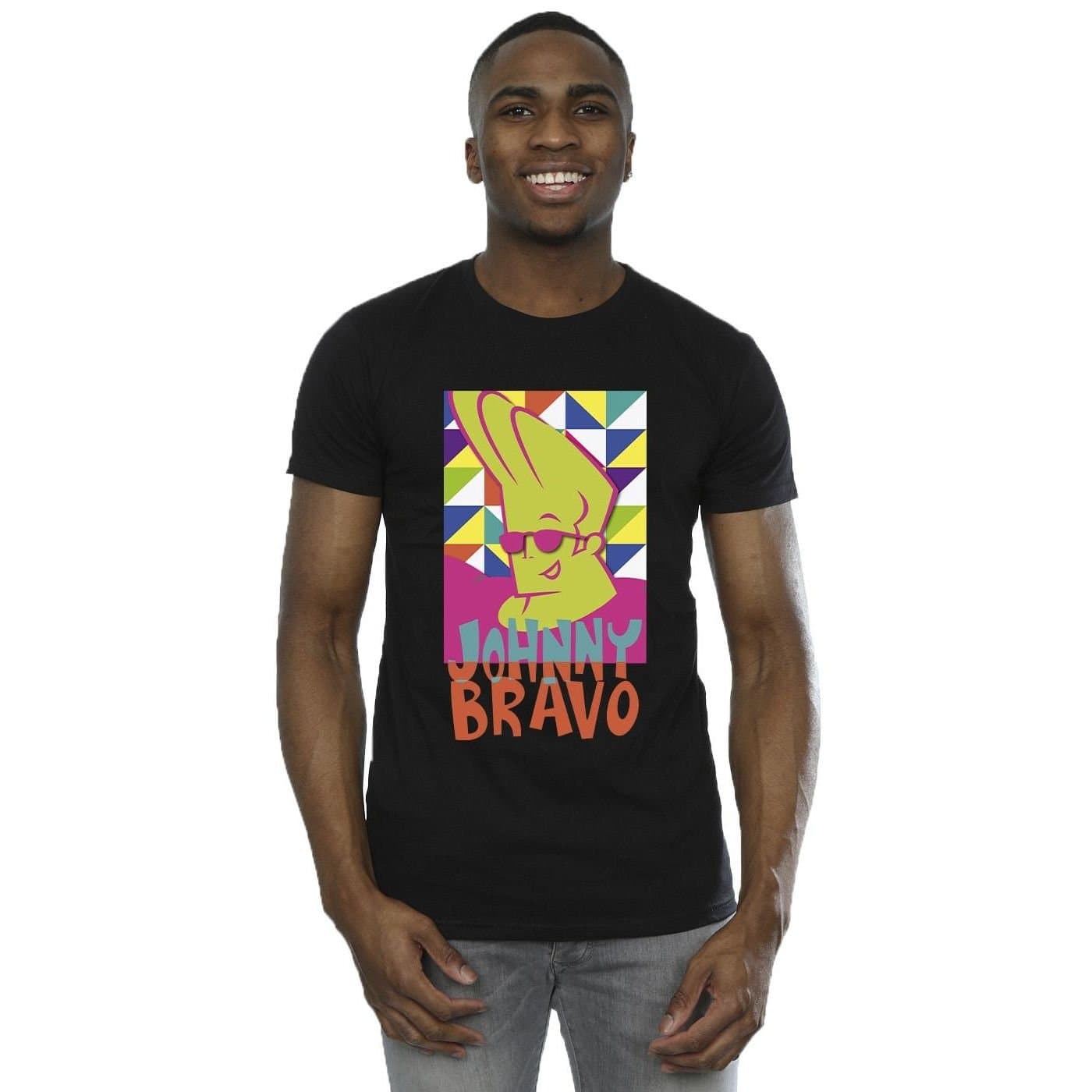Johnny Bravo Johnny Bravo Men's Multi Triangles Pop Art T-Shirt in Black
