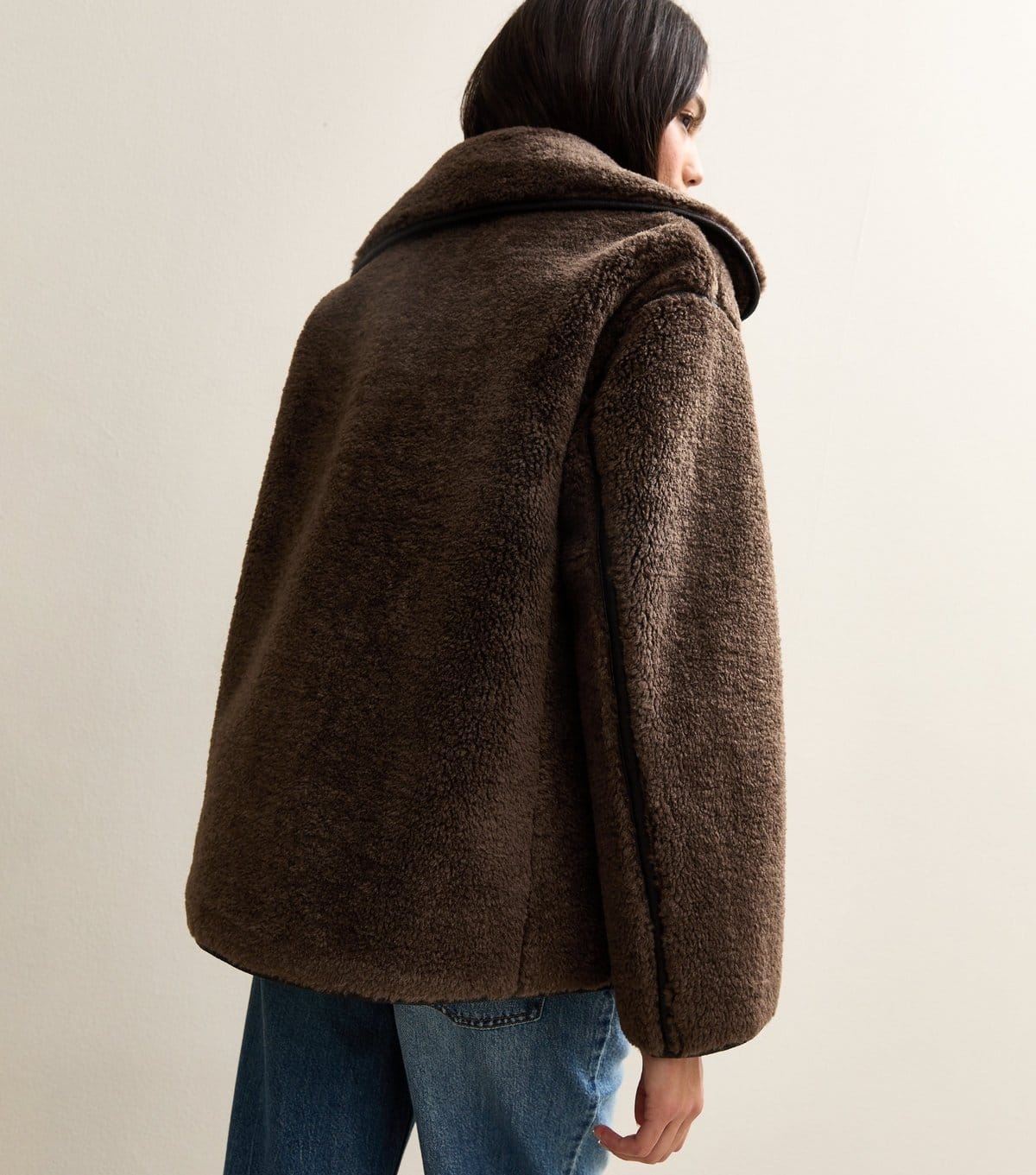 New Look Women's Dark Brown Faux Fur Borg Bonded Jacket New Look - 4